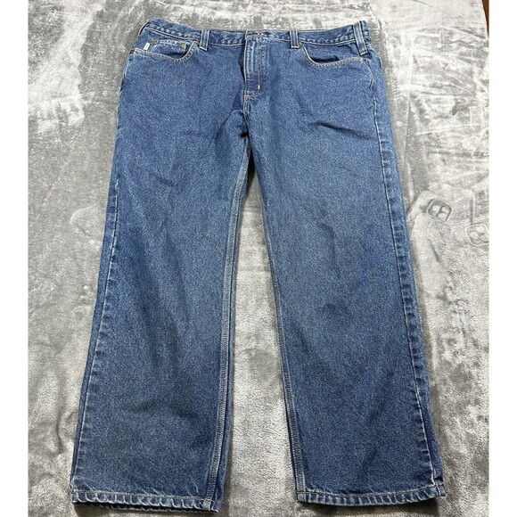 Carhartt Jeans Mens 42x30 Blue‎ Traditional Fit Workwear Denim Pants - Picture 2 of 12